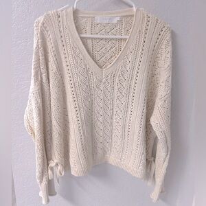 NWOT! ASTER the Label Cream V-Neck Cable Knit Sweater. Size S
